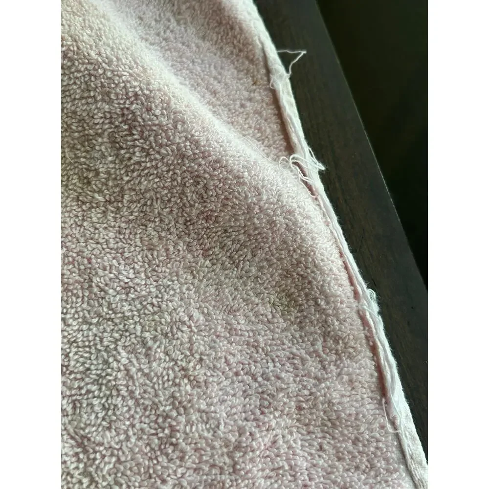 Vintage hand towel pink fringed MOD flower power